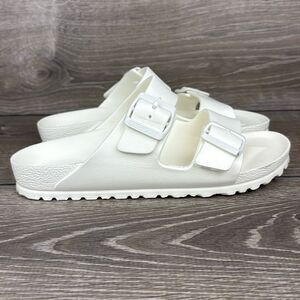 Birkenstock Arizona Eva White Rubber Women’s Sz 8/EU 39 Buckle Slides Sandals